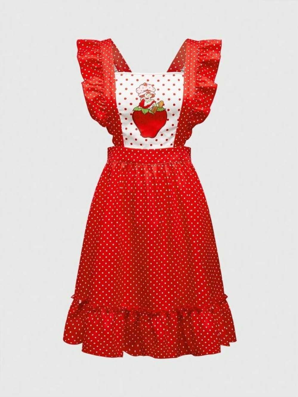 ROMWE Strawberry Shortcake Polka Dot Jumper Dress
